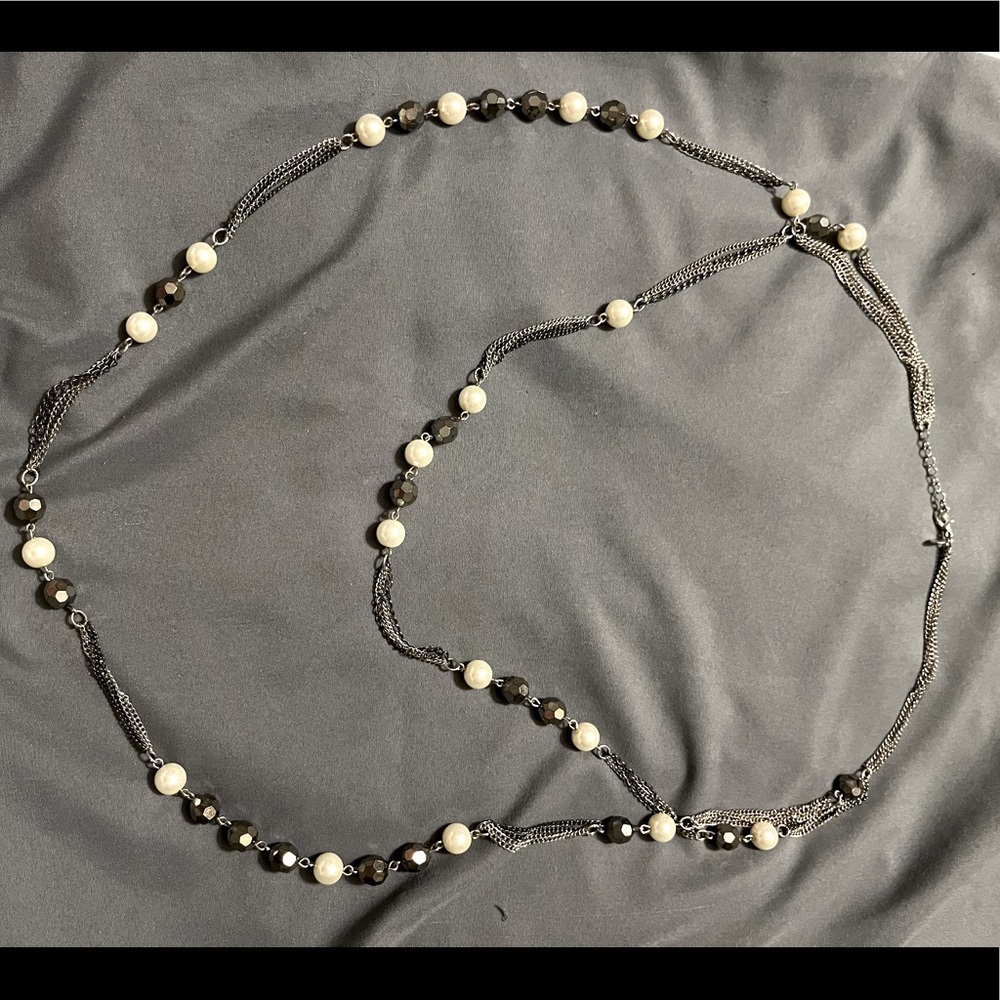 Black and white layered necklace